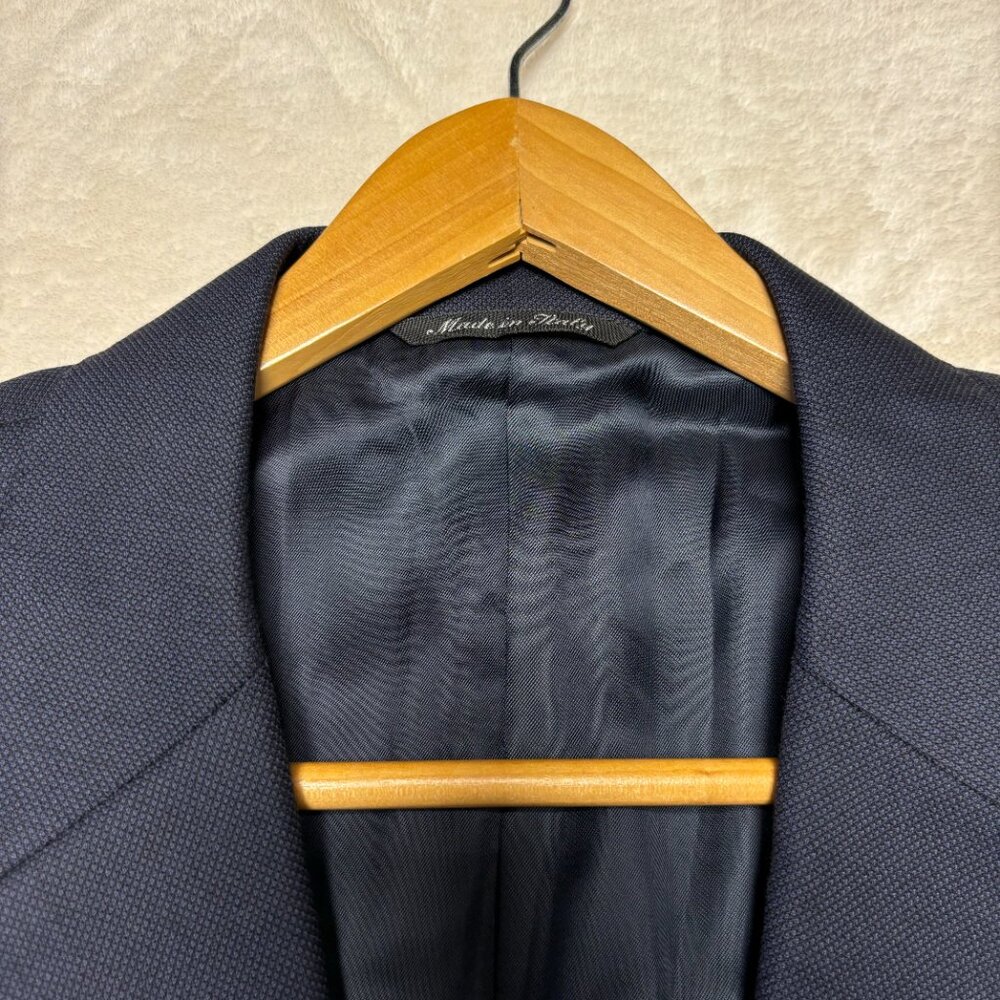 Canali Mens Blazer Size 56 Navy Blue Two Button Sport Coat Jacket Italy Wool - Picture 5 of 14